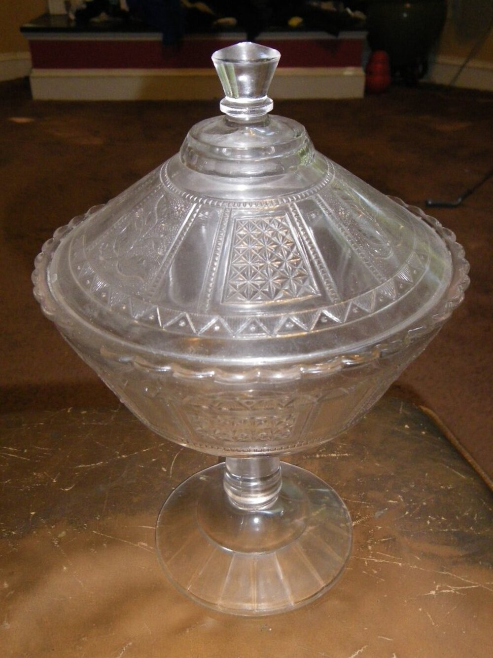 Vintage Large Glass Lidded Pedestal Candy Dish Classic Home Decor